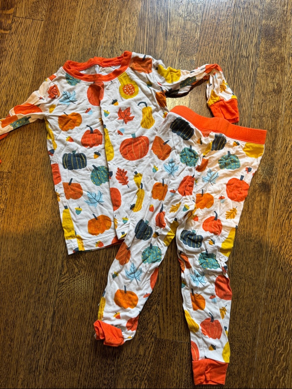 Little Sleepies Orange Multi Pumpkin Print Kids Pajama Set